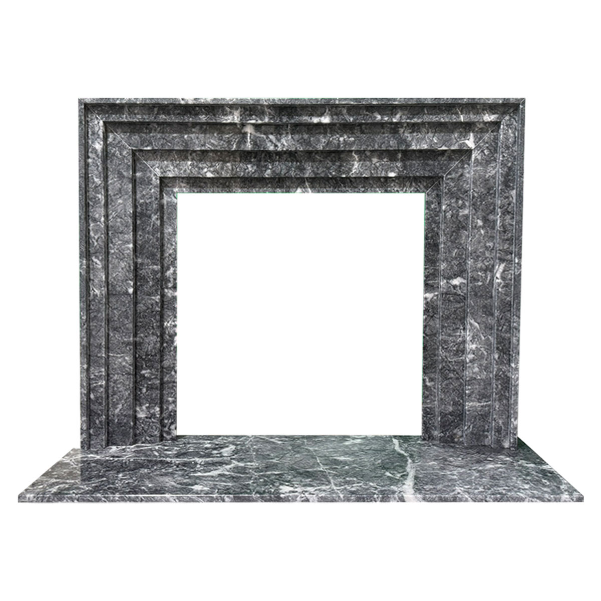 Dark Grey Veined Marble Fireplace Surround