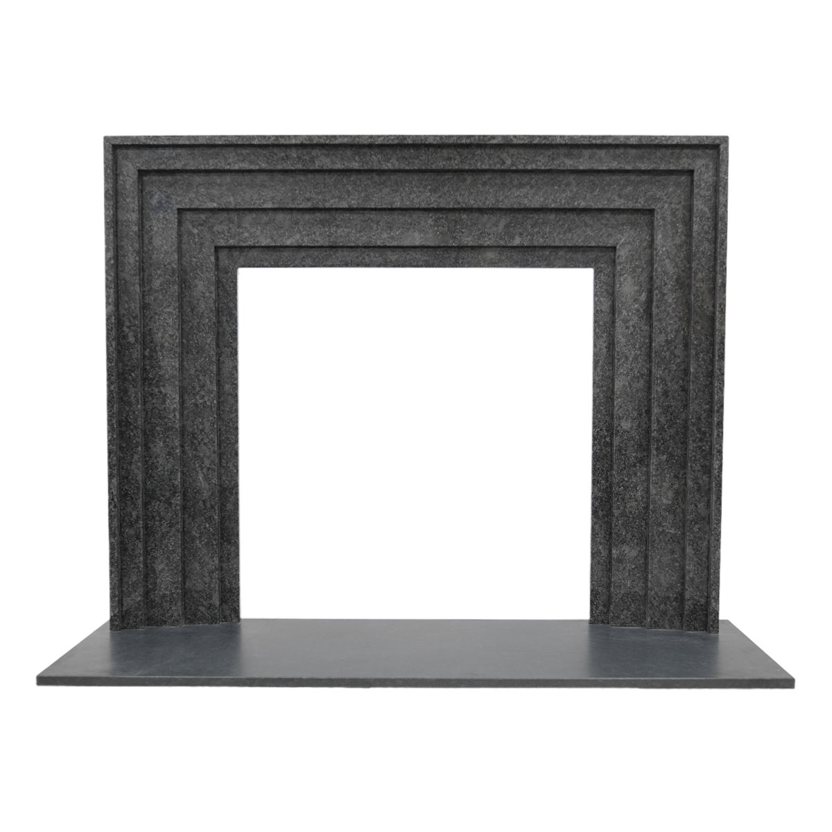 Stepped Steel Grey Granite Fireplace Surround
